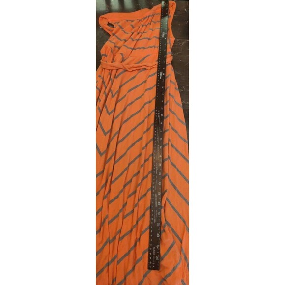 Liz Lang Maternity Womens Size XS TP Maxi Dress Orange Gray Stripe Tie Belt Baby - Picture 11 of 12